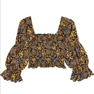 Topshop Floral Peasant Top